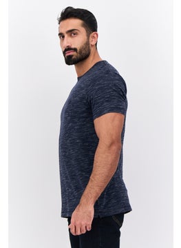 French Connection Men Crew Neck Short Sleeves Heather T-Shirt, Navy Blue  - Image 2