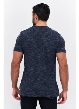 French Connection Men Crew Neck Short Sleeves Heather T-Shirt, Navy Blue  - Image 3