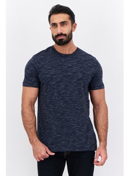 French Connection Men Crew Neck Short Sleeves Heather T-Shirt, Navy Blue  - Image 1