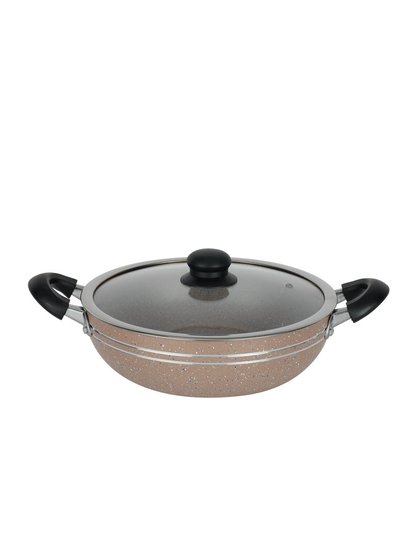 10 Pcs nonstick Aluminum Cookware Set Durable Marble Coating Non Stick Pots and pans set Dish for Gas Induction & Ceramic Hobs Induction Bottom BEIGE- DC1889BGE