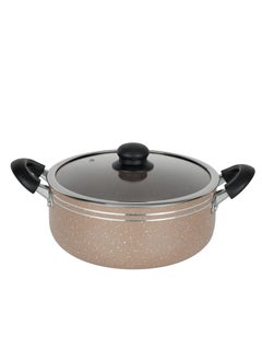 DELCASA 10 Pcs nonstick Aluminum Cookware Set Durable Marble Coating Non Stick Pots and pans set Dish for Gas Induction & Ceramic Hobs Induction Bottom BEIGE- DC1889BGE  - Image 3