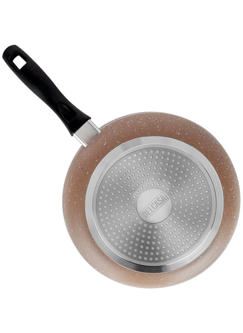 10 Pcs nonstick Aluminum Cookware Set Durable Marble Coating Non Stick Pots and pans set Dish for Gas Induction & Ceramic Hobs Induction Bottom BEIGE- DC1889BGE