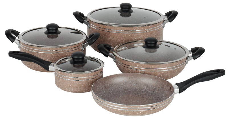 DELCASA طقم أواني طهي غير لاصقة مكون من 10 قطع مع طلاء جرانيت - DC1889BGE - Image 1