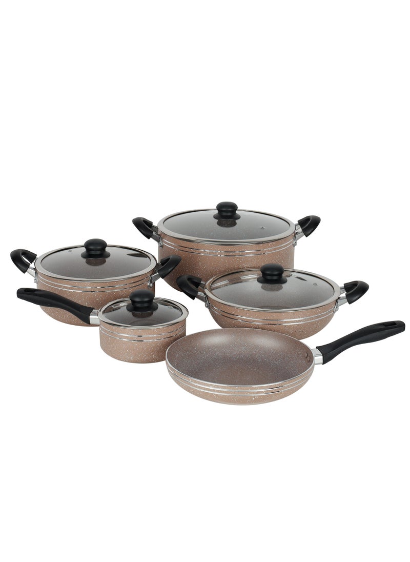 DELCASA طقم أواني طهي غير لاصقة مكون من 10 قطع مع طلاء جرانيت - DC1889BGE  - Image 1