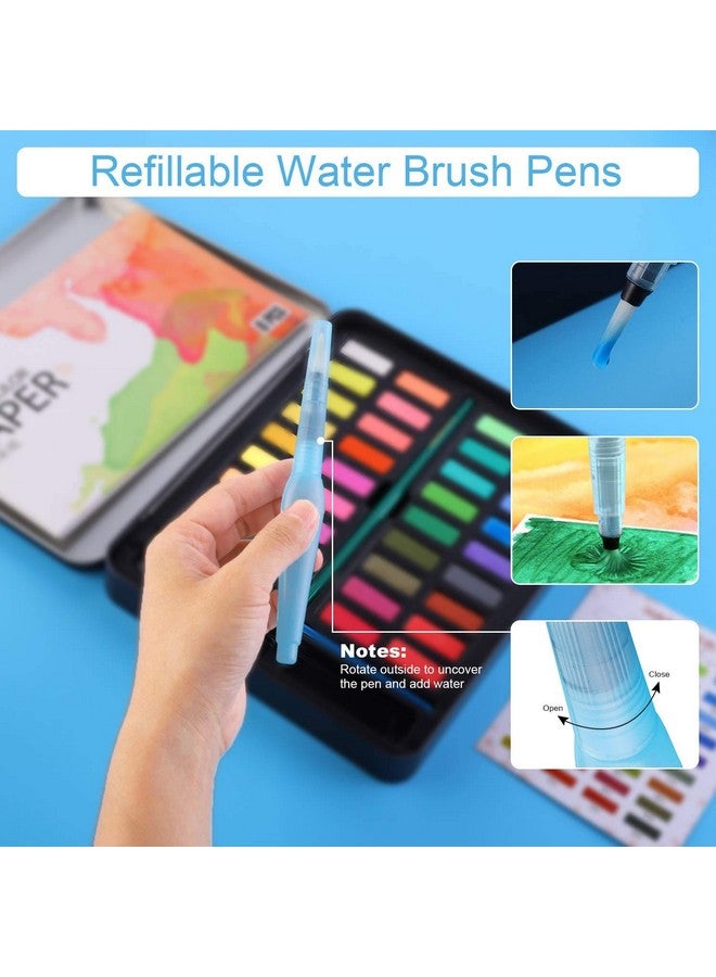 Chrome Professional Watercolor Pigment Solid Kit 36 Colors Paint Set Portable With Water Brush Pen & Paper Painting Art Supplies - Image 4