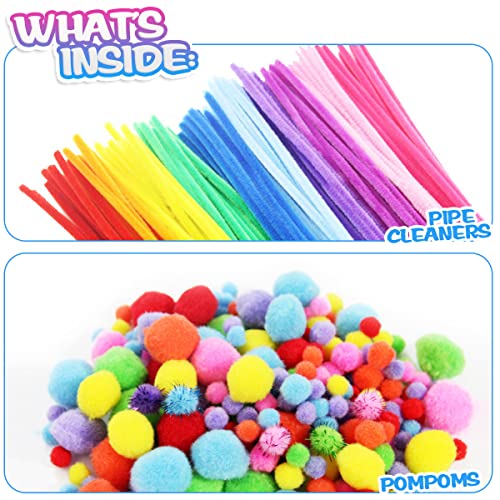 CH HAICHENG Arts and Crafts Supplies for Kids Including Feathers, Pipe Cleaners, Wiggle Googly Eyes, Pom Poms, Buttons, Ice Cream Sticks, Sequins And So On, School Kindergarten Homeschool Supplies Crafts - Image 2