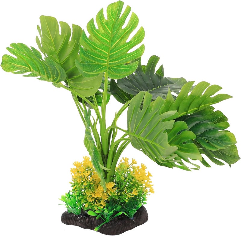 Artificial Aquarium Plant Water Grass Adornment Green Simulation Aquatic Plant Decor Large Silk Leaves Fish Tank Decoration for Freshwater and Saltwater Tanks - Image 1