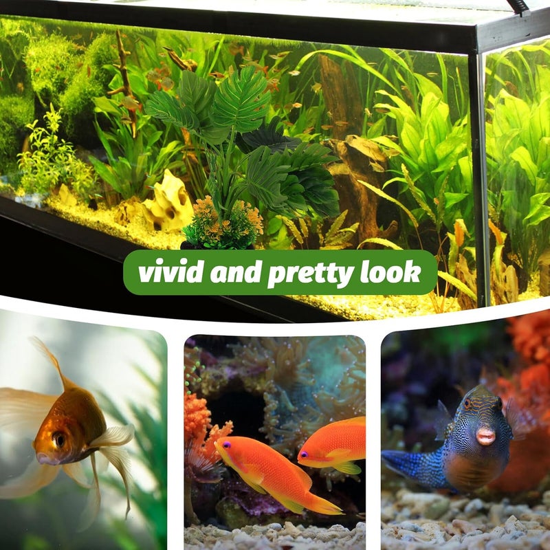 Artificial Aquarium Plant Water Grass Adornment Green Simulation Aquatic Plant Decor Large Silk Leaves Fish Tank Decoration for Freshwater and Saltwater Tanks - Image 4