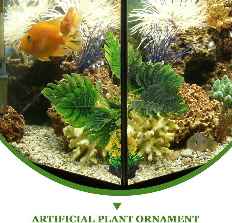 Artificial Aquarium Plant Water Grass Adornment Green Simulation Aquatic Plant Decor Large Silk Leaves Fish Tank Decoration for Freshwater and Saltwater Tanks - Image 5