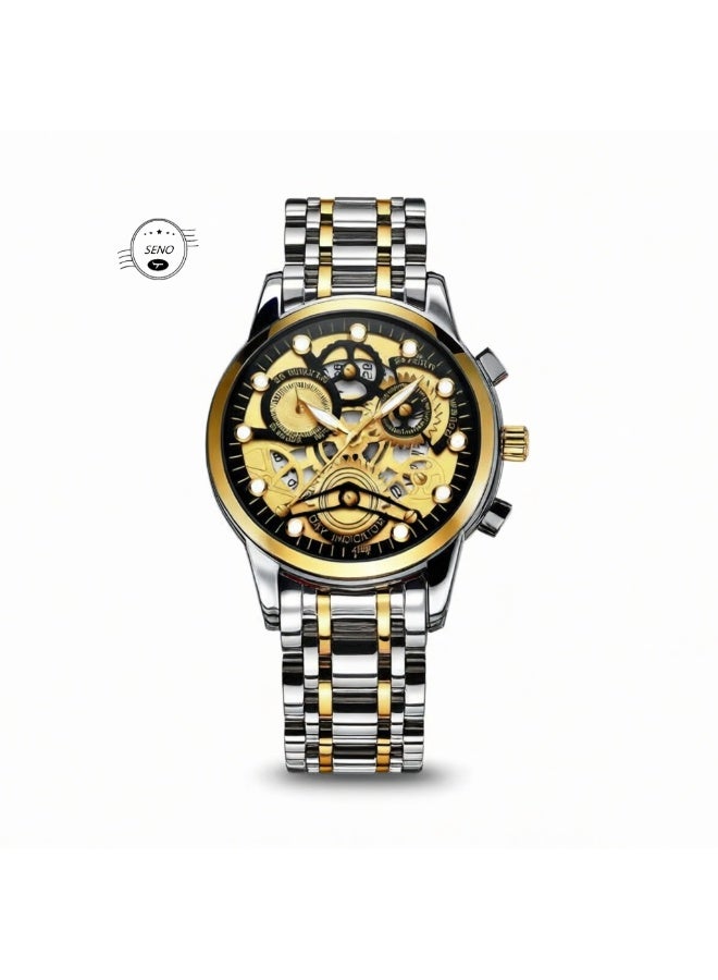 SENO Fully Automatic Mechanical Men's Watch Waterproof Luminous Dial Stainless Steel Band Business Wristwatch - Image 1