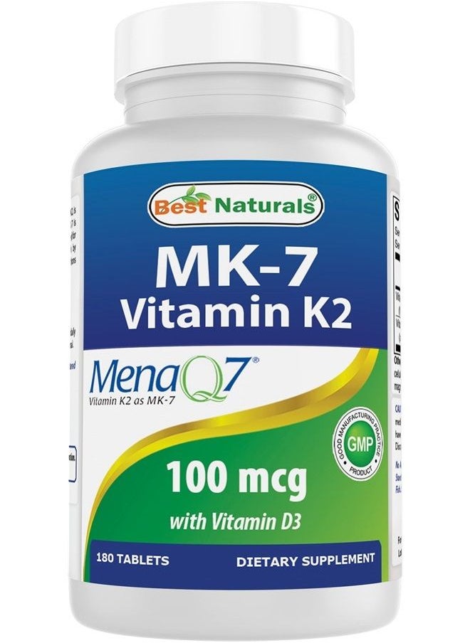Best Naturals Vitamin K2 (MK7) with D3 Supplement Bone and Heart Health (5000 IU Vitamin D3 & 100 mcg Vitamin K2 MK7), 180 Tablets  - Image 1