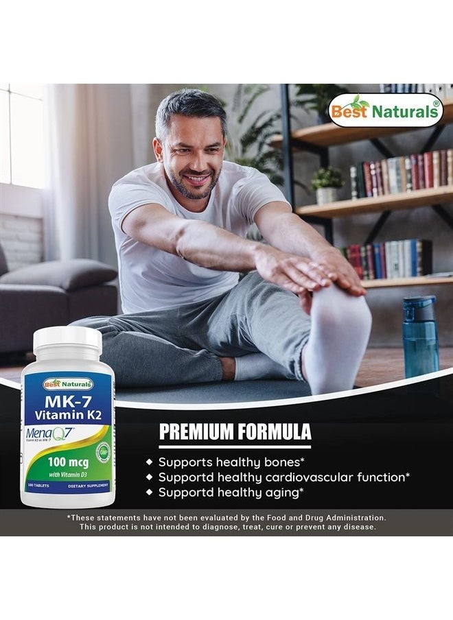 Best Naturals Vitamin K2 (MK7) with D3 Supplement Bone and Heart Health (5000 IU Vitamin D3 & 100 mcg Vitamin K2 MK7), 180 Tablets  - Image 4