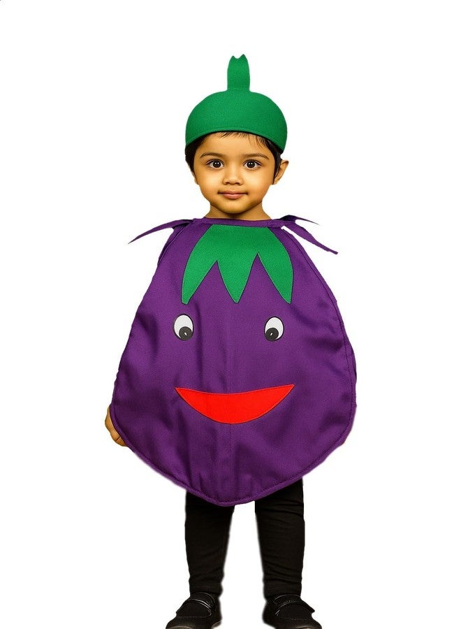 QuickBazaar Fruits & Vegetable Cutout Costume for Kids/Apple, Mango, Banana, Carrot, Brinjal, Tomato, Watermelon & More/Perfect for Fancy Dress Costume & Stage Shows (Brinjal Cutout, 3-4 Years) - Image 1