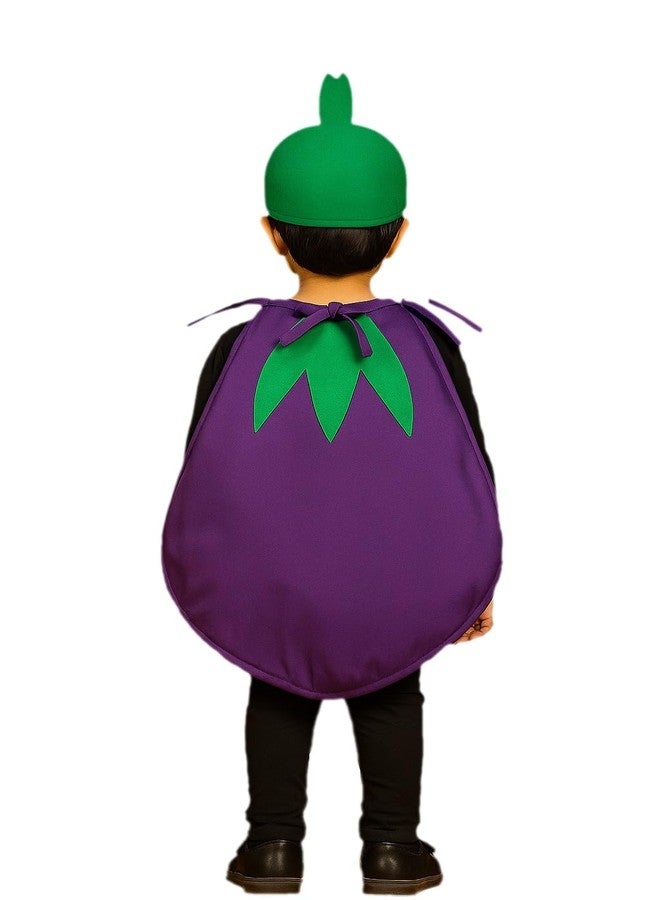 QuickBazaar Fruits & Vegetable Cutout Costume for Kids/Apple, Mango, Banana, Carrot, Brinjal, Tomato, Watermelon & More/Perfect for Fancy Dress Costume & Stage Shows (Brinjal Cutout, 3-4 Years) - Image 2