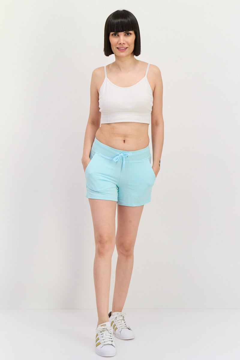 SKECHERS Women Sportswear Fit Training Shorts, Aqua Blue - Image 4