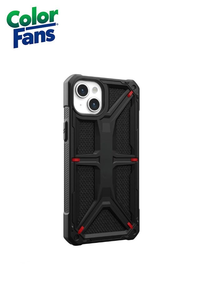 Color Fans Monarch Kevlar iPhone 14 Plus Case Rugged Protective Cover Black - Image 3