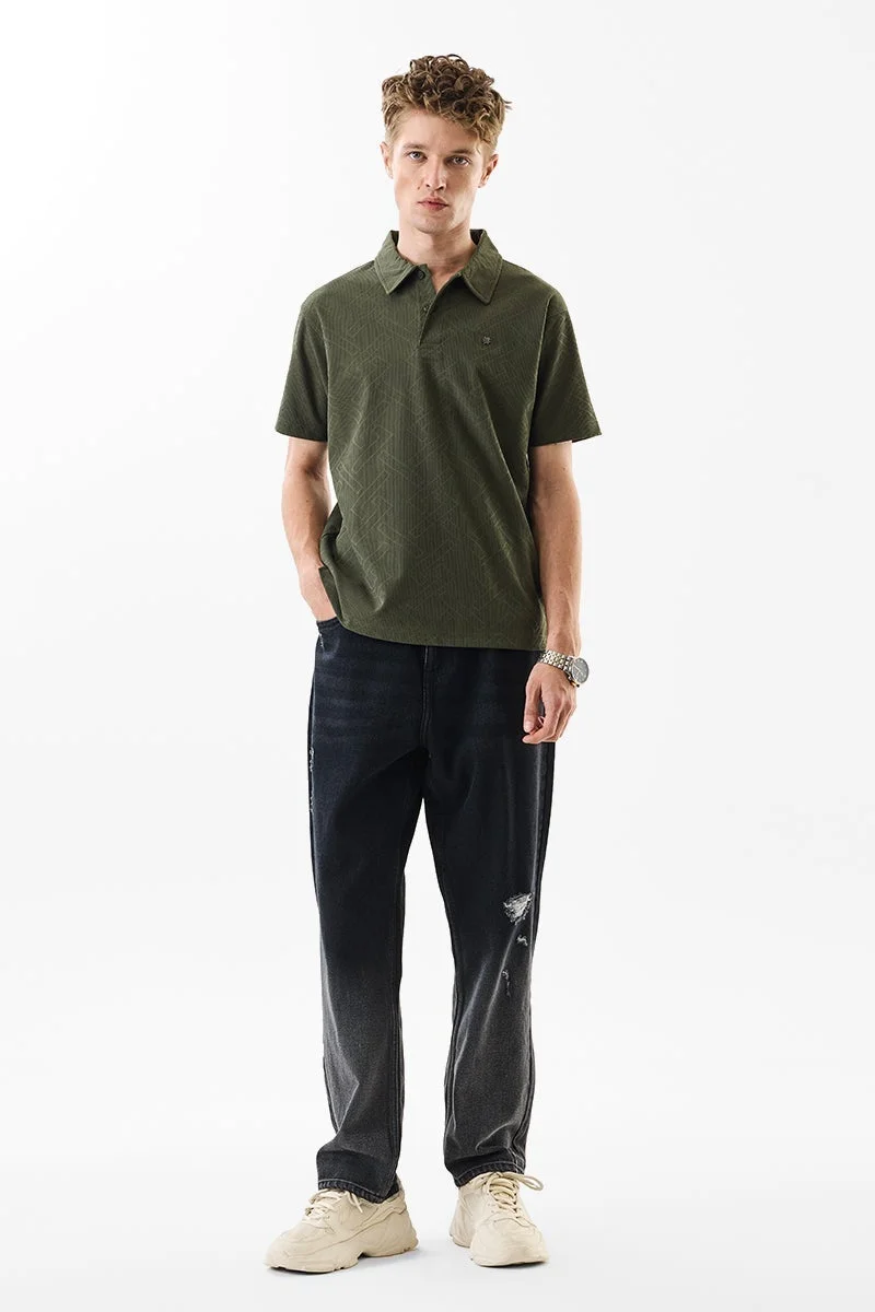 SNITCH Regular Fit Stretch Textured Polo T-Shirt
