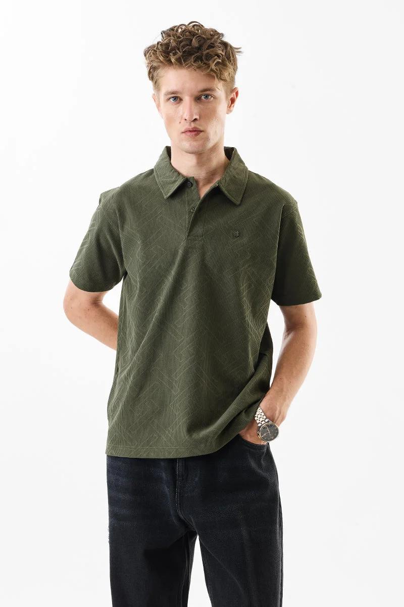 سنيتش تيشيرت بولو بقصة عادية مطاطي بنقوش