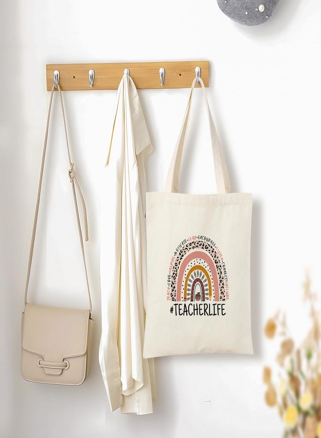 Tecanne Teacher Gifts for Women, Teacher Appreciation Gift Canvas Tote Bag with Comestic Bag, Christmas Gifts for Teachers, Thank You Gift from Student - Image 4