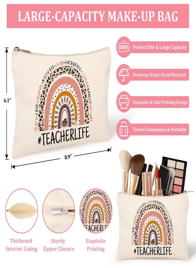 Tecanne Teacher Gifts for Women, Teacher Appreciation Gift Canvas Tote Bag with Comestic Bag, Christmas Gifts for Teachers, Thank You Gift from Student - Image 5