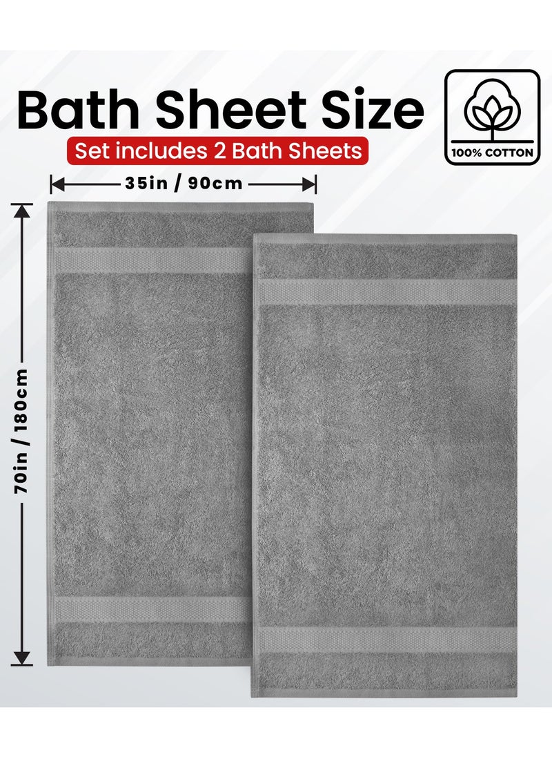Infinitee Xclusives Premium Grey Bath Sheets – Pack of 2, 90cm x 180cm Large Bath Sheet Towel - 100% Cotton Ultra Soft and Absorbent Oversized Towels for Bathroom, Hotel & Spa Quality Towel by Infinitee Xclusives  - Image 2