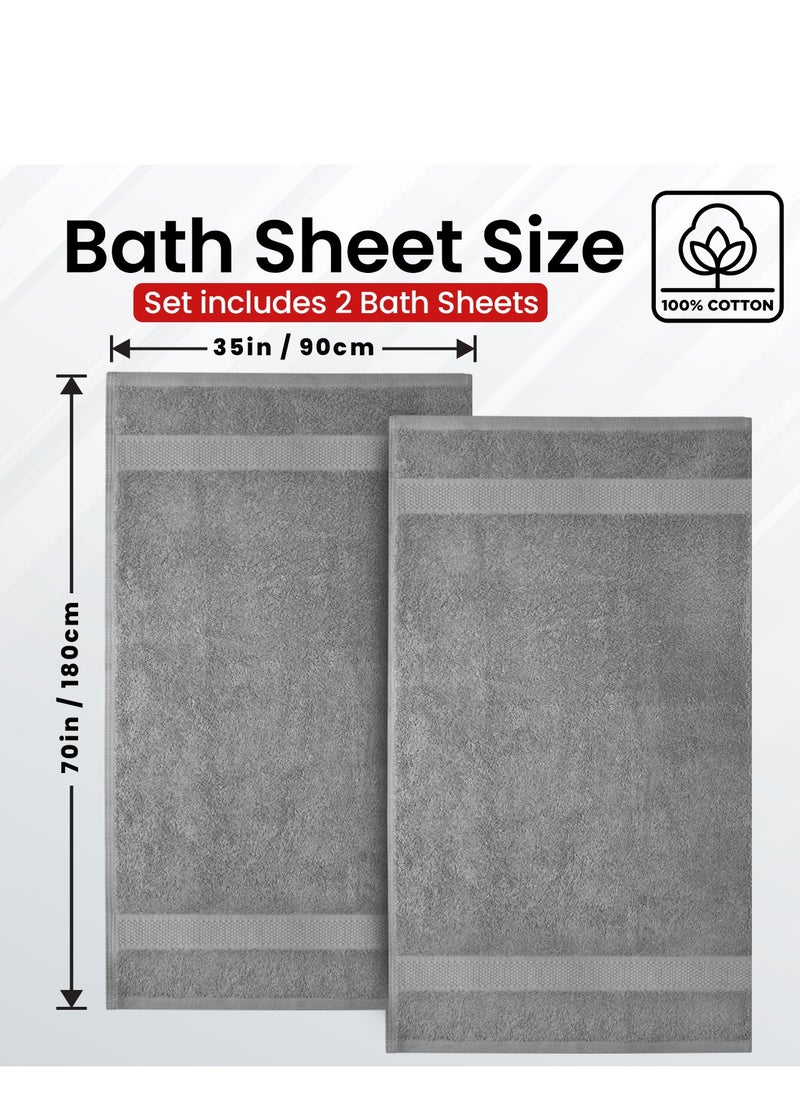 Infinitee Xclusives Premium Grey Bath Sheets – Pack of 2, 90cm x 180cm Large Bath Sheet Towel - 100% Cotton Ultra Soft and Absorbent Oversized Towels for Bathroom, Hotel & Spa Quality Towel by Infinitee Xclusives  - Image 3