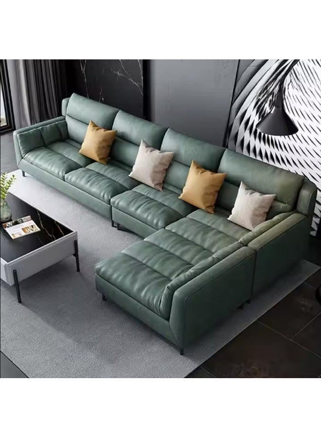 Modern 5-Seater L-Shaped Fabric Sectional Sofa Set Stylish Corner Design for Living Rooms (Mint Green, Left Chaise Bed)