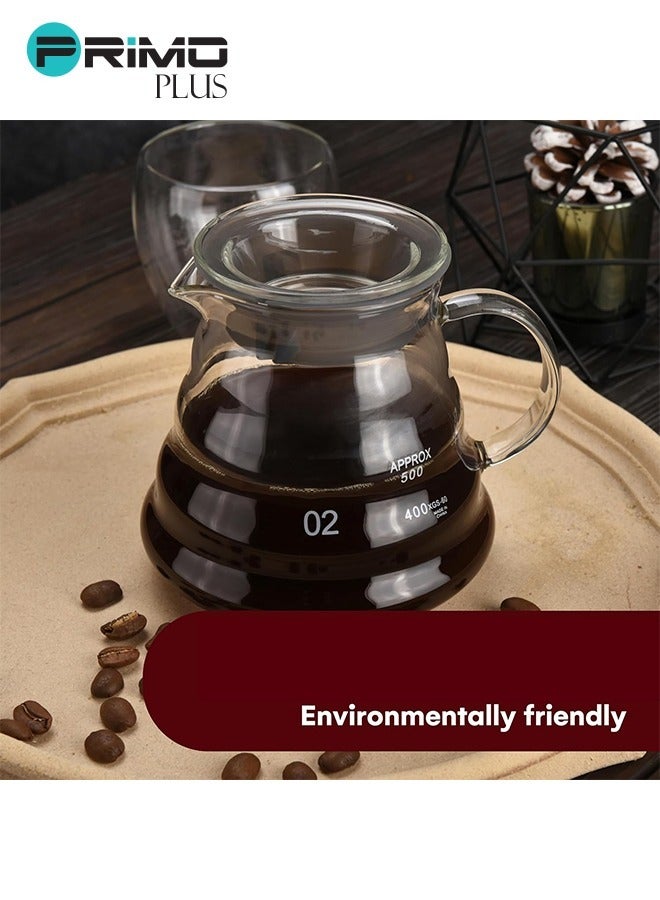 بريمو بلس إبريق زجاجي لتقديم القهوة طراز V60 شفاف 500ملليلتر مع غطاء بكبس قوي لحفظ حرارة القهوة - Image 4