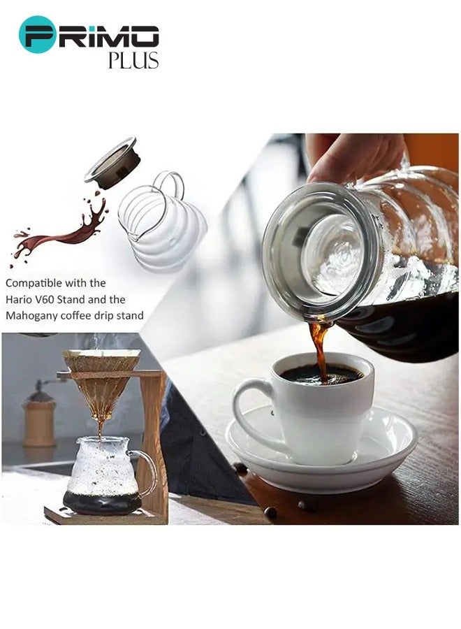 بريمو بلس إبريق زجاجي لتقديم القهوة طراز V60 شفاف 500ملليلتر مع غطاء بكبس قوي لحفظ حرارة القهوة - Image 2