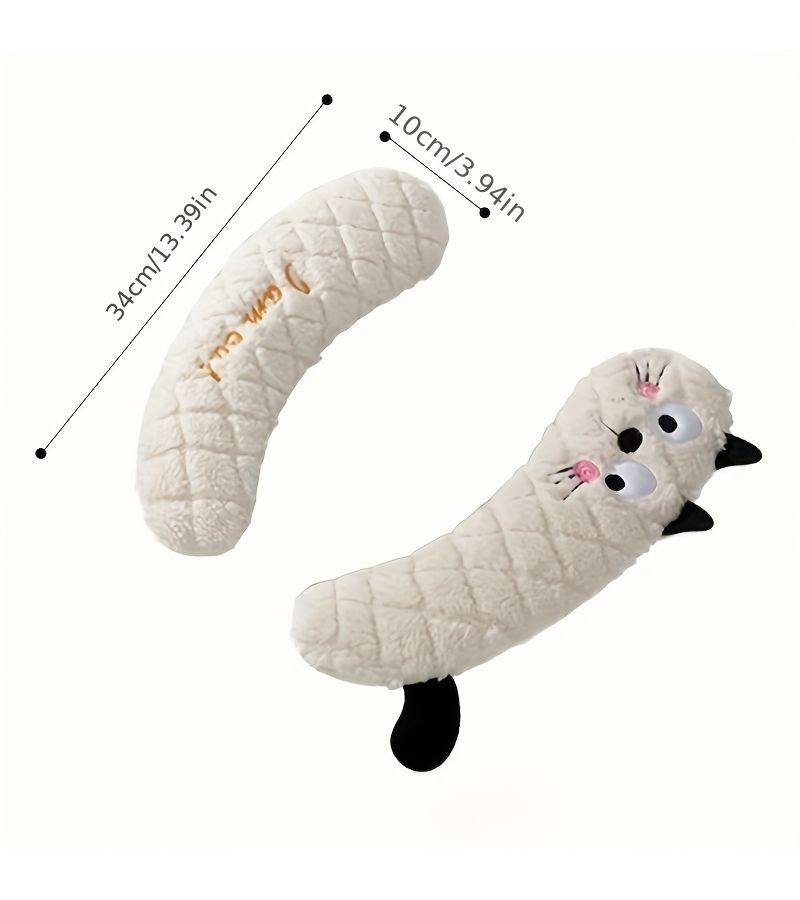 Beige Cartoon Toilet Sticker Plush Handle Seat Cushion Adhesive Cover - Image 3