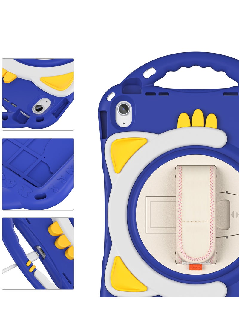 GULFLINK Cute Cat Kids Case with 360 Degree Rotatable Stand/Hand Strap+Shoulder Strap for ipad 10th 10.9 inch 2022（A2757/A2777）Dark blue  - Image 2