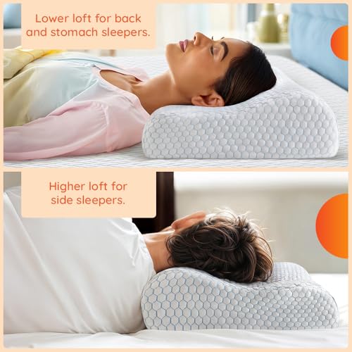 Sleepyhead Yawn Neck Contour Ortho Cervical Memory Foam Pillow - Cool Gel, Orthopedic Neck Support & Pain Relief, Breathable Cooling Memory | 21 x 13 Inch | White | 1 Year Warranty - Image 2