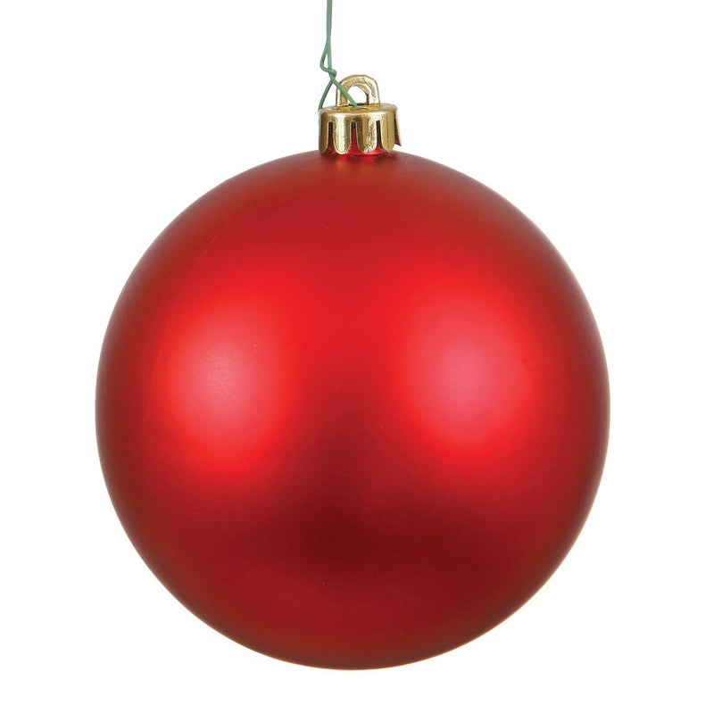 Vickerman Vickerman 6 Red Matte Ball Christmas Ornament Shatterproof UV Resistant Plastic Set of 4 for Christmas Tree Decor  Floral Wire for Reliable Hanging