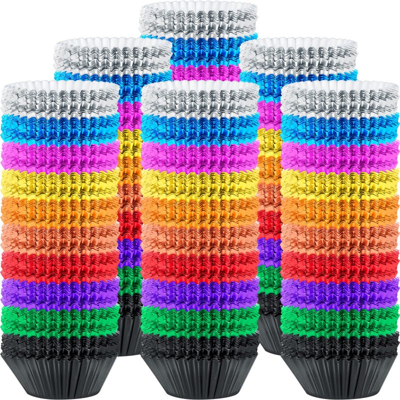 1000 Counts Cupcake Liners Standard Size 2 Inch Metallic Cupcake Wrappers Cups Muffin Baking Cups for Weddings Birthdays Baby Showers PartyVarious Color2 x 125 Inch
