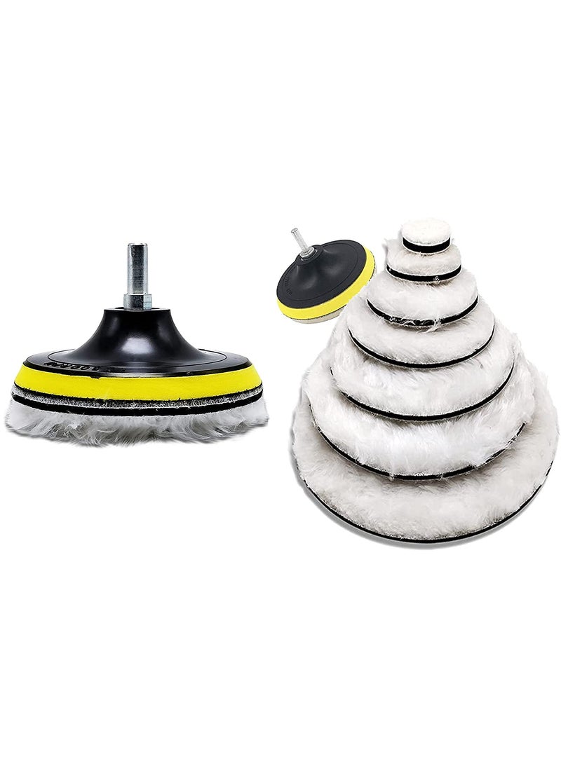 DIY Crafts Diy Crafts 12039 9444 6" Polishing Pads Sponge and Woolen Polishing Pads Kits With M14 Drill Adapter, Multicolor, Pack of 7  - Image 3