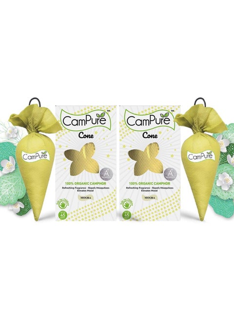 Mangalam CamPure Camphor Cone (Mogra) Pack of 2 - Room, Car and Air Freshener & Mosquito Repellent