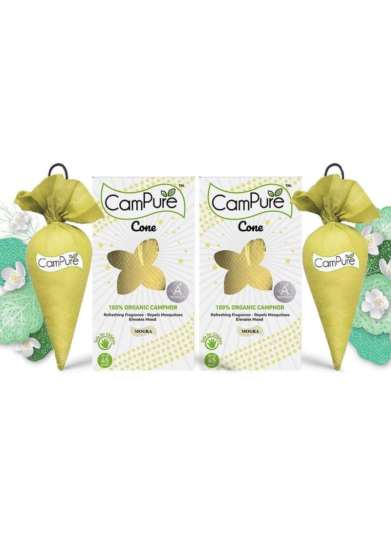 Mangalam Mangalam CamPure Camphor Cone (Mogra) Pack of 2 - Room, Car and Air Freshener & Mosquito Repellent  - Image 1