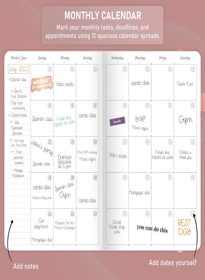 GoGirl Weekly Schedule Planner - Hourly Work & Life Planner with Time Slots - Vertical Agenda Organizer for Daily Productivity, A5 (Rose Gold) - Image 4