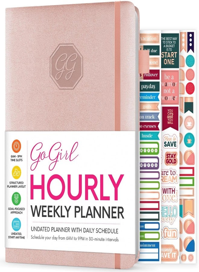 GoGirl Weekly Schedule Planner - Hourly Work & Life Planner with Time Slots - Vertical Agenda Organizer for Daily Productivity, A5 (Rose Gold) - Image 1