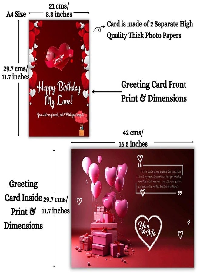 AanyaCentric A4 Size 8.3x11.7inch Birthday Romantic Large Love Greeting Card with Envelope Gift For Husband Wife Lover Girlfriend Boyfriend Express Your Love with Unique Design - Image 2