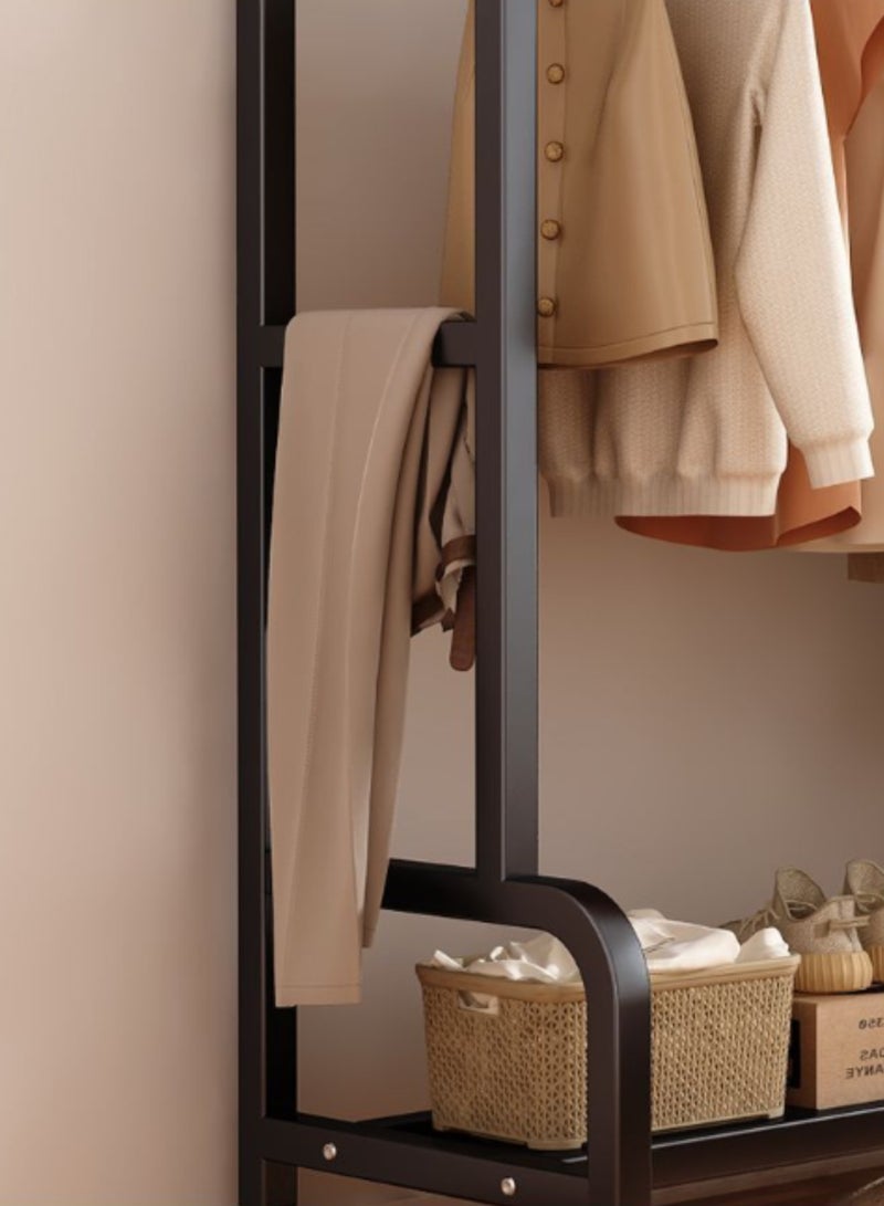 GoldenLike Clothes Clothing Rack, Rolling Heavy Duty Clothes Rack With Wheels, Metal Clothes Rack with Storage Shelves, Portable Standing Clothes Garment Rack for Hanging Clothes, Black - Image 5