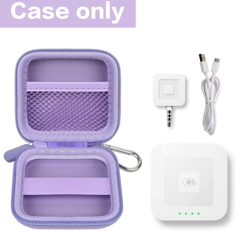 Comecase Square A-SKU-0485 Contactless and Chip Card Reader Case - Hard Carrying Bag Holder with USB Charge Cable for EMV Chip Cards/Apple Pay/Android Pay - Purple - Image 2