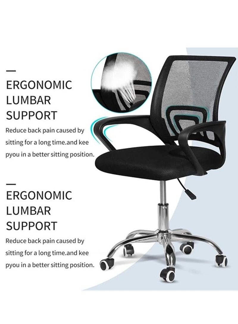 كرسي مكتب مريح مع ارتفاع قابل للتعديل مكتب الرئاسة ، مع مسند الظهر دعم الخصر الأسود - Image 4
