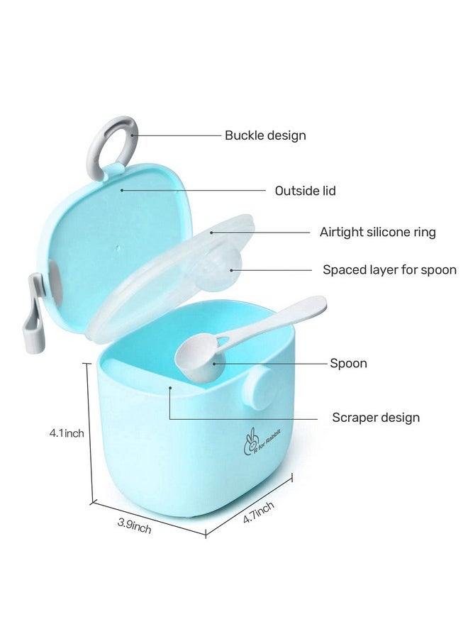 R for Rabbit - Silicone First Feed Box For Baby, Kids Milk Powder Box Multi-Functional Meal Box 210G Blue - Image 1