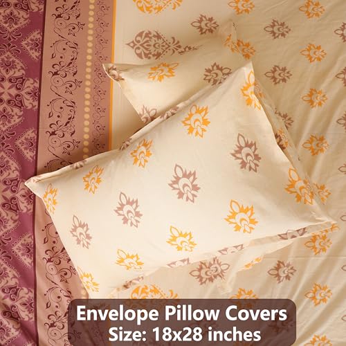DAKSH Premium 180 TC 100% Cotton Floral Printed King Bed Sheet with 2 Pillow Cover, Multicolor - Image 5