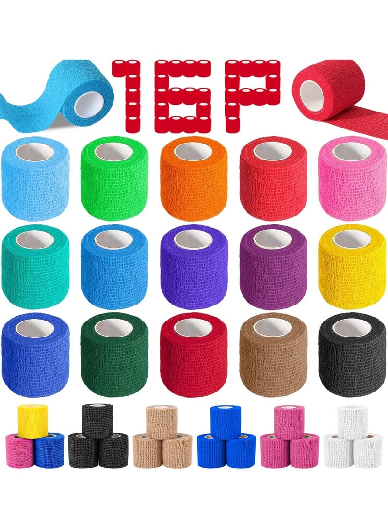 Meetion 16 Pack Self Adhesive Bandage Wrap, 2" X 5 Yards Elastic Cohesive Bandage Wrap, Color Athletic Tape, Vet Wrap, Ankle Tape, Tattoo Grip Tape Wrap - Image 1
