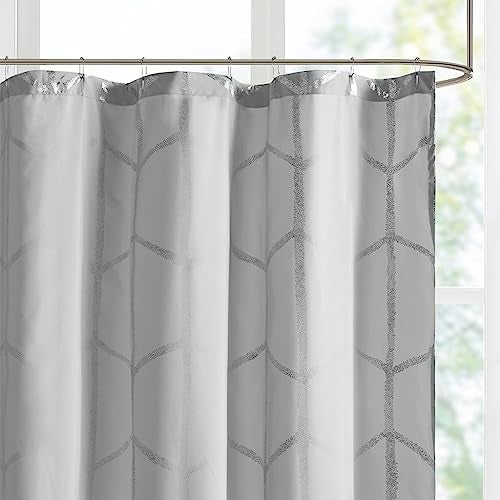 Intelligent Design Raina Shower Curtain Printed Geometric Metallic Machine Washable Modern Home Bathroom Decorations, 72 in x 72 in, Grey - Image 5
