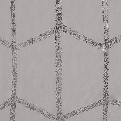Intelligent Design Raina Shower Curtain Printed Geometric Metallic Machine Washable Modern Home Bathroom Decorations, 72 in x 72 in, Grey - Image 2