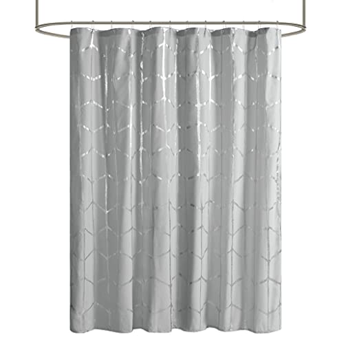Intelligent Design Raina Shower Curtain Printed Geometric Metallic Machine Washable Modern Home Bathroom Decorations, 72 in x 72 in, Grey - Image 3