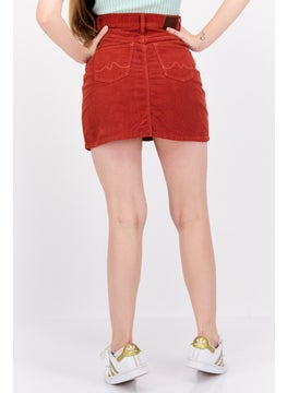 Pepe Jeans Women Textured High Waist Mini Skirt, Rust Brown  - Image 4